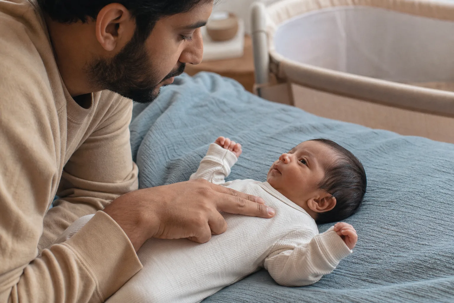 توجه پدر به تنفس و حال عمومی نوزاد
